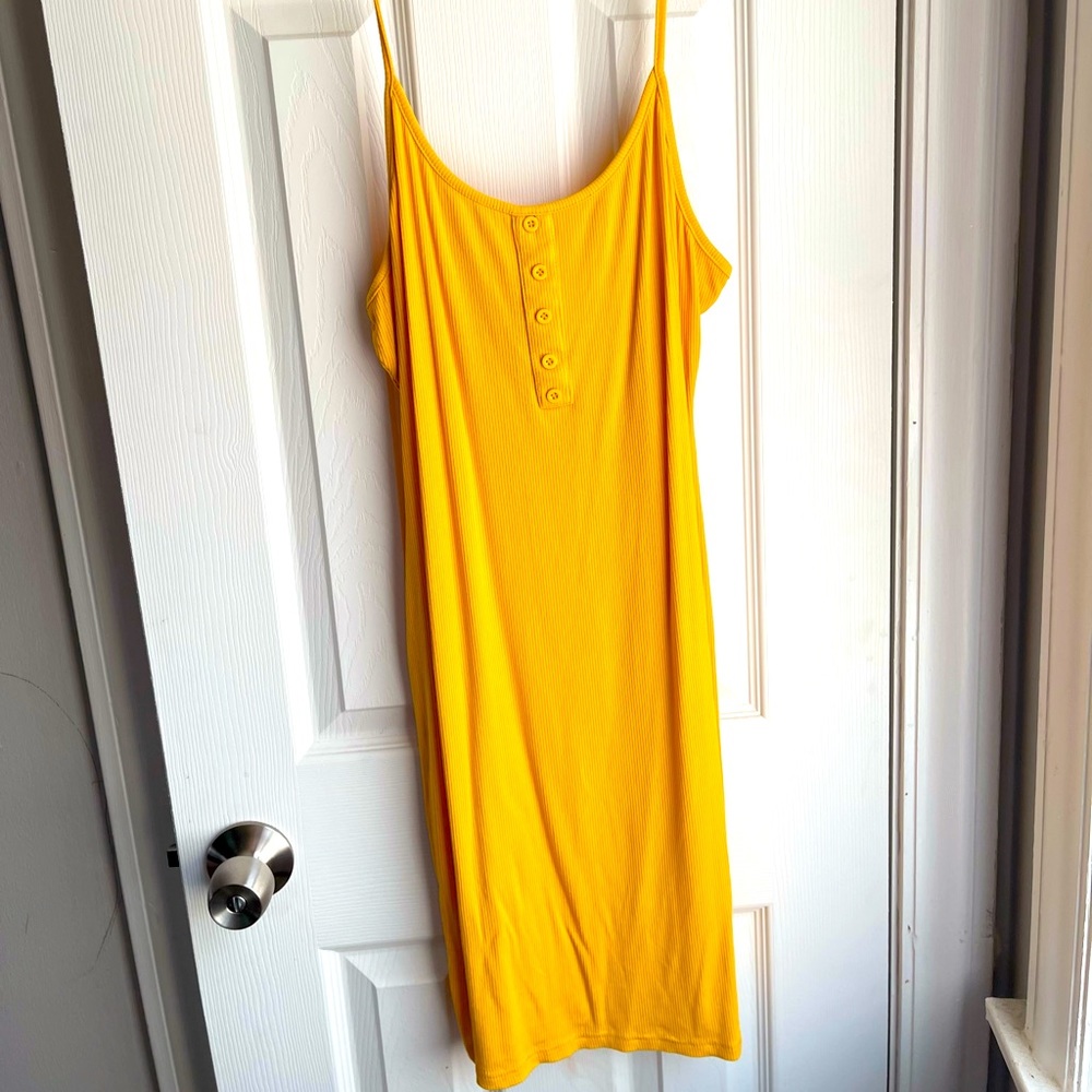 0XL yellow midi summer dress
